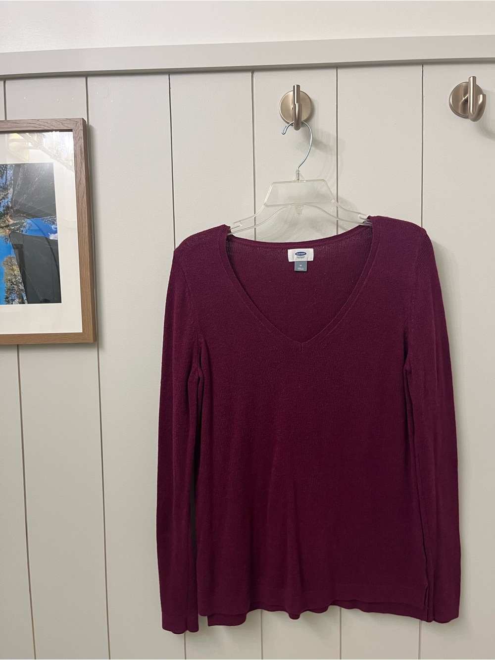 Old Navy Long Sleeve V-Neck Top - Wine
